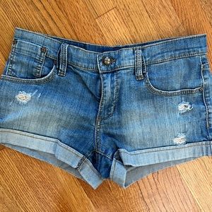 Bcbg maxaria shorts denim destroyed medium blue 28